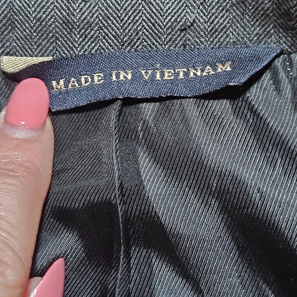 Banana Republic Mens Gray Herringbone Blazer 44L Two-Button Suit Jacket Long Sle - Picture 8 of 16